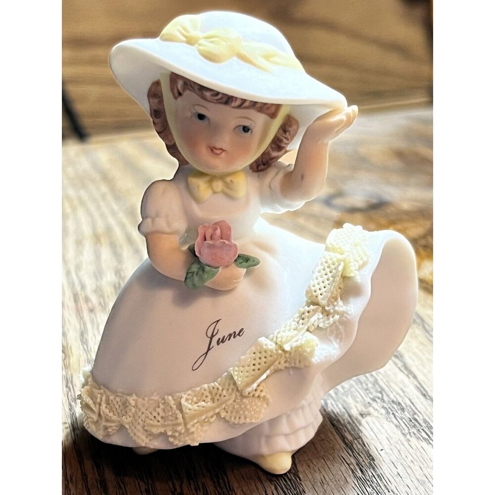 Kelvin 1963 Month Of June Bloomer Girl Figurine Signed 4” Delightful